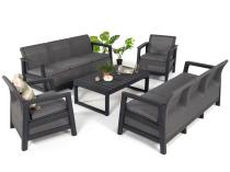 Zestaw wypoczynkowy do ogrodu Scali Grande 8-os. Grafit stół podnoszony