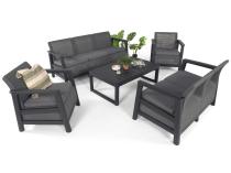 Zestaw mebli ogrodowych Scali Combo 7-os. Grafit imitacja juty stół regulowany