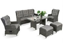 OUTLET - Komplet mebli z technorattanu z regulowanymi fotelami ze stołem 145x85 Fiorento - Antracite