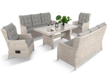 Komplet mebli ogrodowych z technorattanu do ogrodu z regulowanymi krzesłami - Fiorento Dining Grey