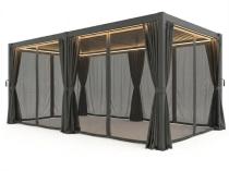 Duża pergola lamelowa na taras z zasłonami, moskitierami i LED 3x6 Nefir 2.0 - Antracite, Gartwerk