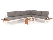 Duży modułowy narożnik aluminiowy na taras ze stolikiem kawowym Vernon XXL - White