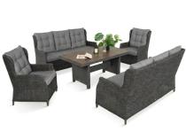 Zestaw mebli technorattanowych premium dla 8 osób z dwiema sofami i dużym stołem polywood - Fiorento Antracite