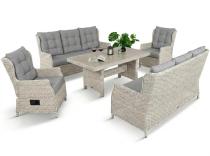 Komplet mebli ogrodowych technorattan z regulowanymi fotelami Fiorento Dining Grey Polywood