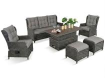 Komplet mebli z technorattanu z regulowanymi fotelami i podnoszonym stołem 145x85 Fiorento Dining - Antracite Polywood