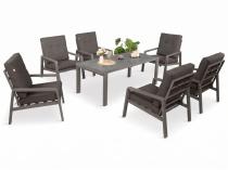 Zestaw mebli obiadowych na taras dla 6 osób z fotelami i stołem 180x80 Tavaro - Antracite