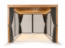 Pergola ogrodowa z oświetleniem, zasłonami o moskitierami Nefir LED 2.0 3x3 - Woodlook
