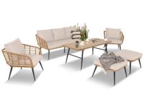 OUTLET - Zestaw kawowy rattanowy rope ze stolikiem Torgiano Dining naturalny