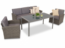 Komplet tarasowy dla 5 osób technorattan stół obiadowy 140x70cm Cofete Dark Grey Silver