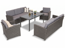 Zestaw dla 8 osób z technorattanu Cofete Grande ze stołem obiadowym Anthracite Dark Grey