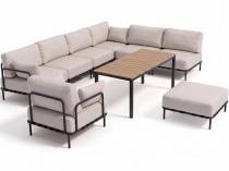 Eleganckie beżowe meble na taras z 8 modułow ze stolikim Salve Beige 6 Comfort