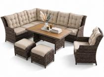 Meble technorattanowe tarasowe z narożnikiem z wysokim stołem polywood Fiorento Corner - Brown