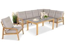 Narożnik ogrodowy z fotelem - aluminiowy stelaż wygląd drewna - Tavaro Corner Wood