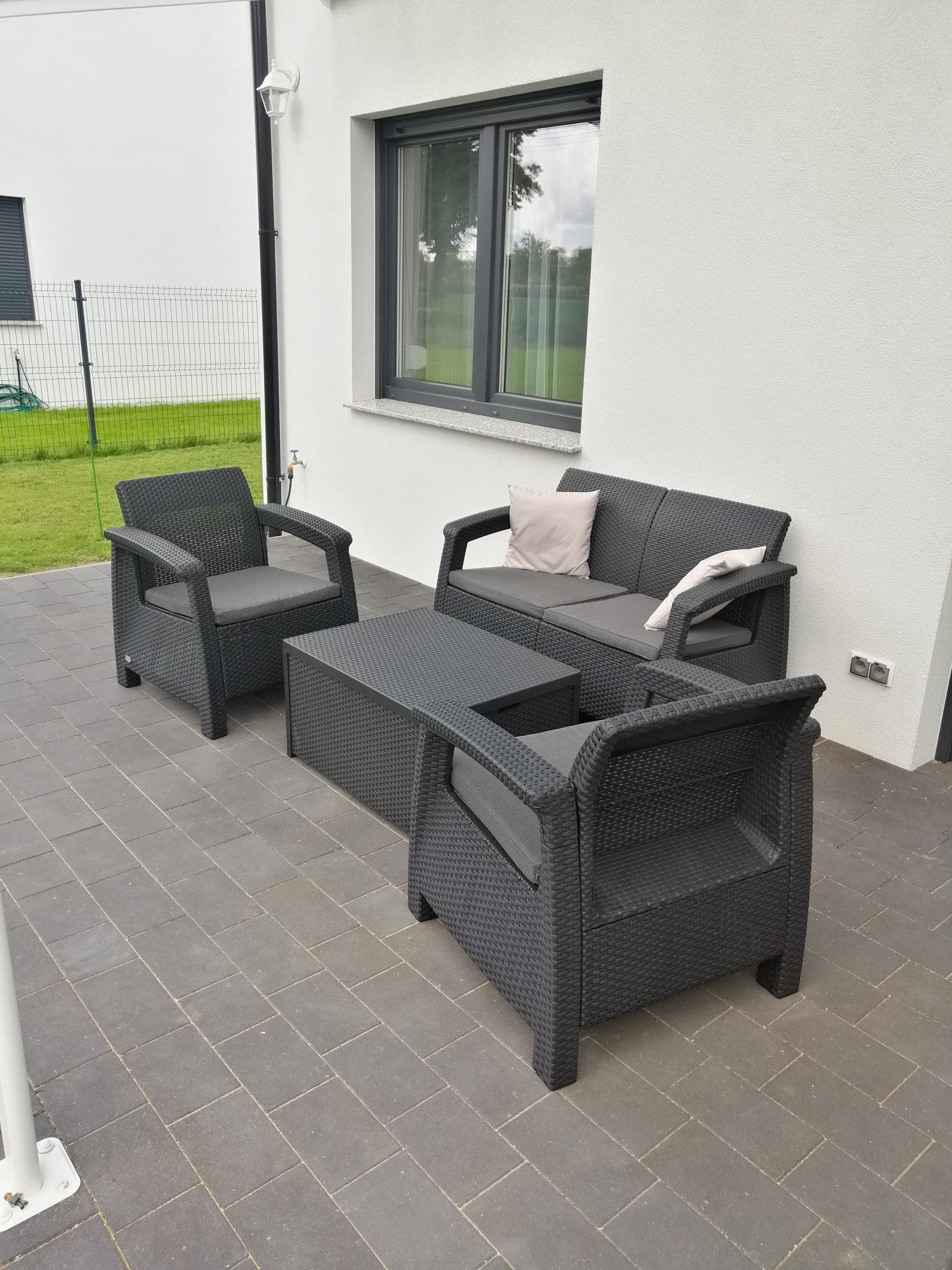 Meble ogrodowe Corfu Box Set grafit ze skrzynią Allibert Meblobranie.pl